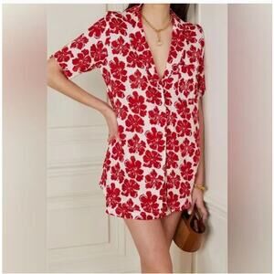 Faithfull the Brand Charlita Linen Shirt Dress Coverup 100% linen size 10 XL NWT